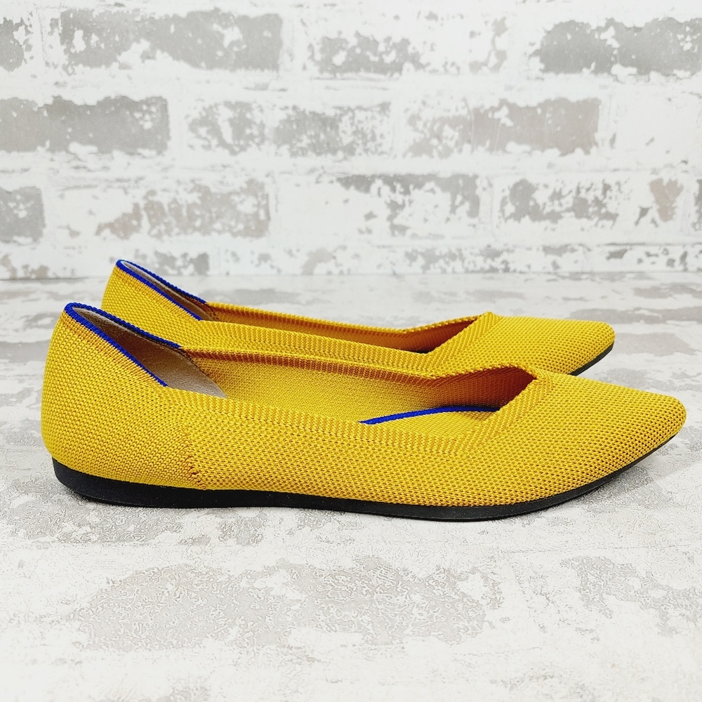 New Rothy's The Flat Yellow Knit Round Toe Slip On Loafers W299 - Picture 3 of 8